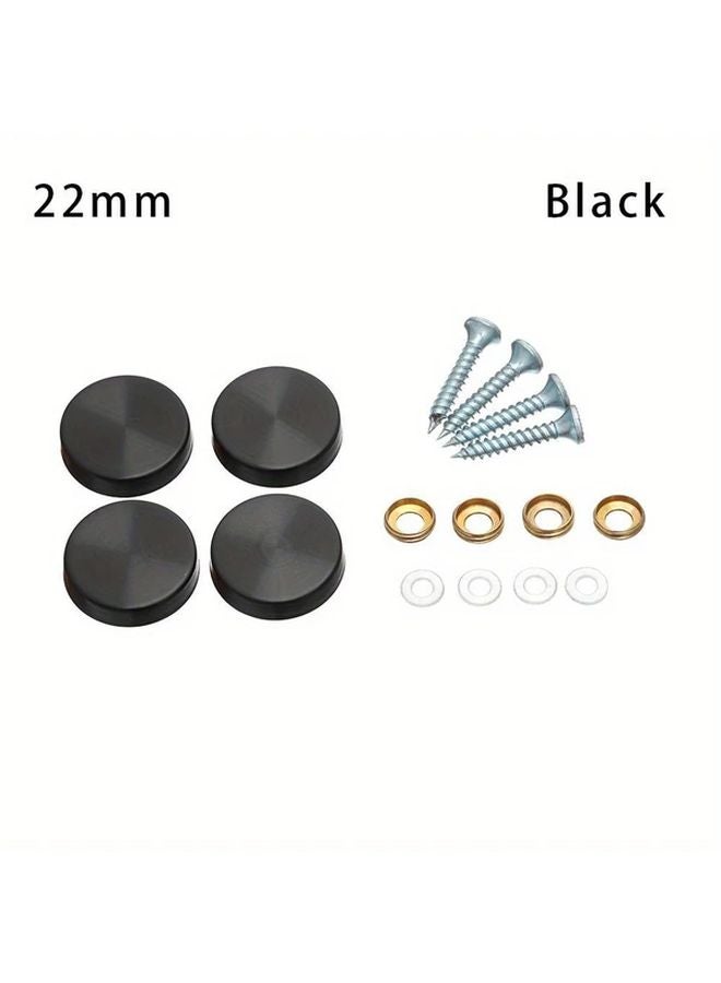 22mm Black Mirror Screws Fasteners with Decorative Caps Furniture Hardware - Image 1