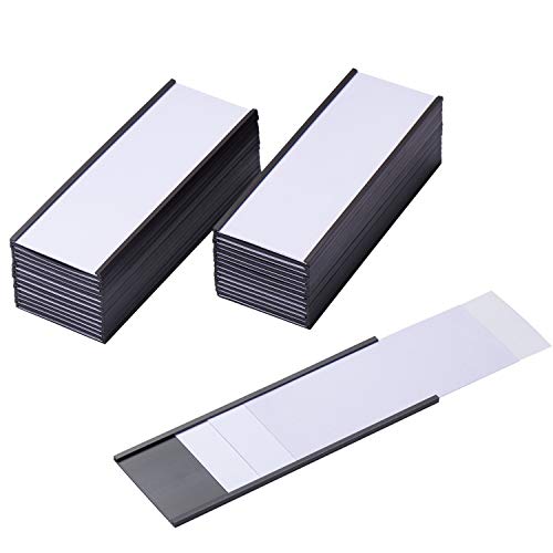 Eeoyu Magnetic Label Holders with Magnets Magnetic Data Card Holders with Clear Plastic Protectors for Metal Shelf, Whiteboard, Set of 50 (1 x 3 Inch) - Image 1