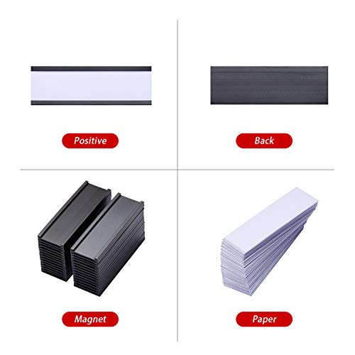 Eeoyu Magnetic Label Holders with Magnets Magnetic Data Card Holders with Clear Plastic Protectors for Metal Shelf, Whiteboard, Set of 50 (1 x 3 Inch) - Image 5