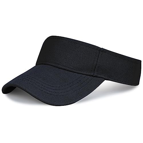 Marrywindix 1 Piece of Black Sport Wear Athletic Visor Sun Sports Visor Hat Visor Adjustable Cap for Women and Men (One Size) - Image 1