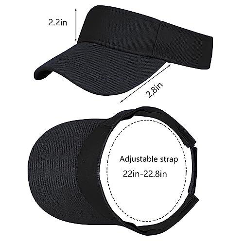 Marrywindix 1 Piece of Black Sport Wear Athletic Visor Sun Sports Visor Hat Visor Adjustable Cap for Women and Men (One Size) - Image 2