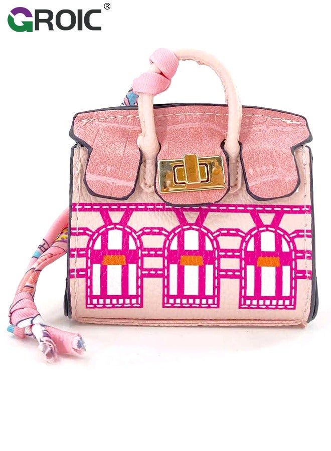 GROIC Mini Bag Purse Case for AirPods, Mini Purse Storage Bag, Earphone Storage Bag, Cute Coin Purse Headphone Bag for Car keys, Change, Pendants, Mini Bag Charms accessories for Women - Pink  - Image 1