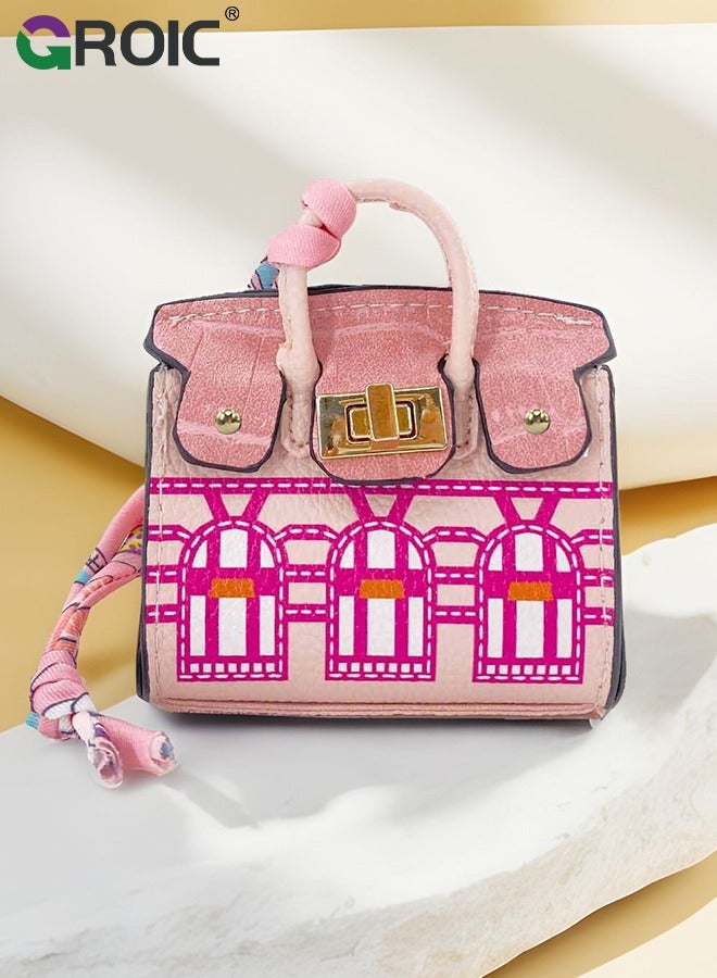 GROIC Mini Bag Purse Case for AirPods, Mini Purse Storage Bag, Earphone Storage Bag, Cute Coin Purse Headphone Bag for Car keys, Change, Pendants, Mini Bag Charms accessories for Women - Pink  - Image 4