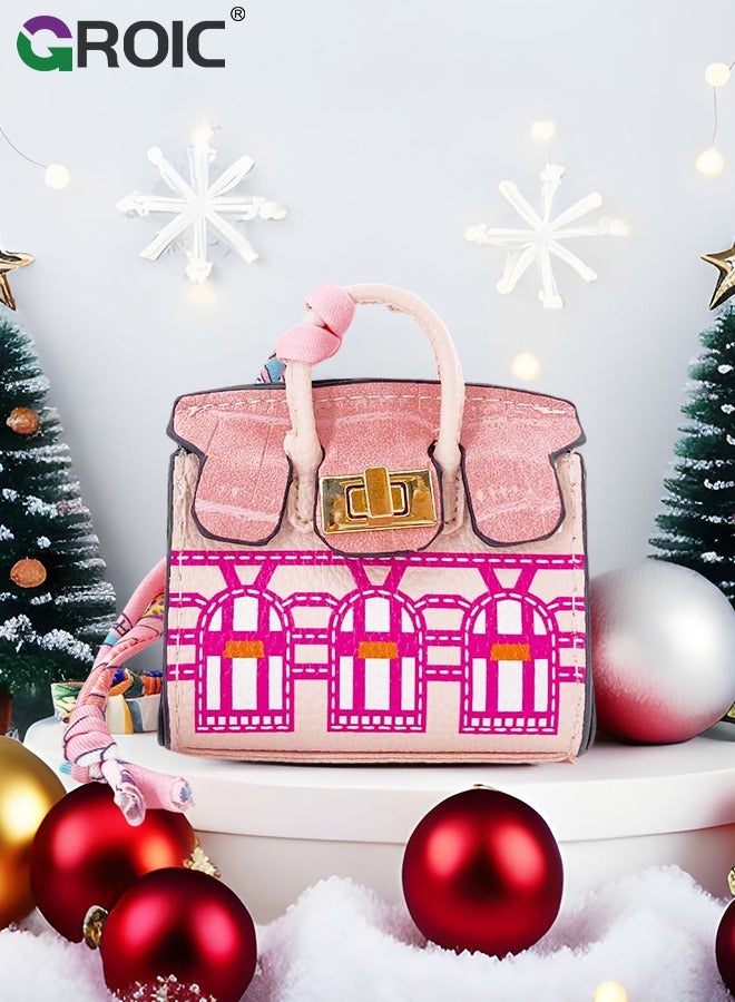 GROIC Mini Bag Purse Case for AirPods, Mini Purse Storage Bag, Earphone Storage Bag, Cute Coin Purse Headphone Bag for Car keys, Change, Pendants, Mini Bag Charms accessories for Women - Pink  - Image 5