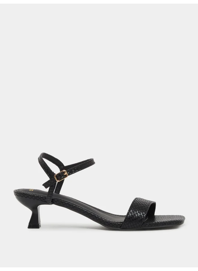 ستايلي Styli Animal Textured Ankle Strap Kitten Heel Sandals