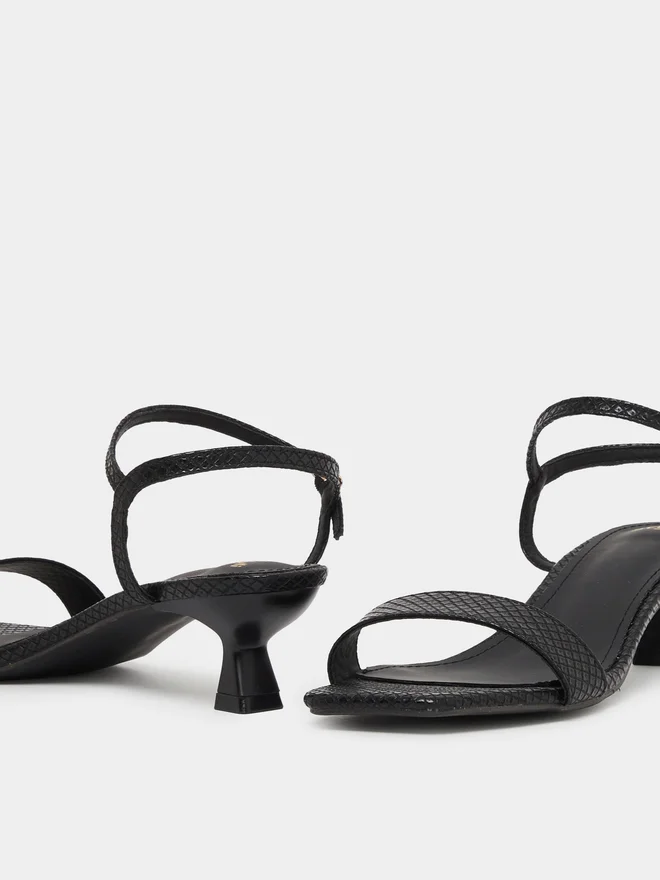 Styli Styli Animal Textured Ankle Strap Kitten Heel Sandals