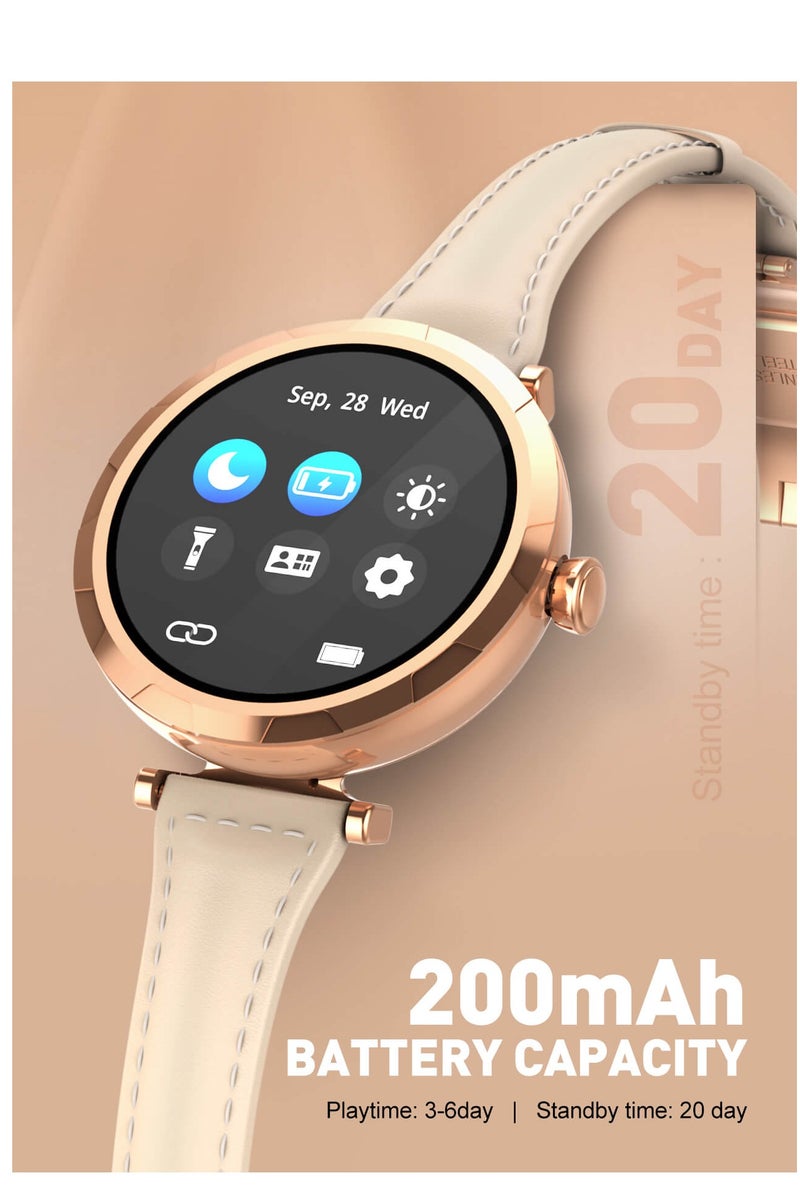 LDNIO SW02 Ladies Smart Watch with 1.19" AMOLED HD Screen (Upgraded 2025), Women’s Health Tracking, 100+ Sports Modes, 24H Sleep & Heart Rate Monitor, IP68 Waterproof, 200mAh Battery, Fitness & Activity Tracker – iOS & Android - Image 2