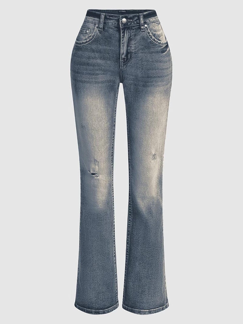 Flamingals Boot Cut Jeans for Women Trendy Stretch Jeans Butt Lifting Tummy Control Denim Pants Rust Blue L - Image 5