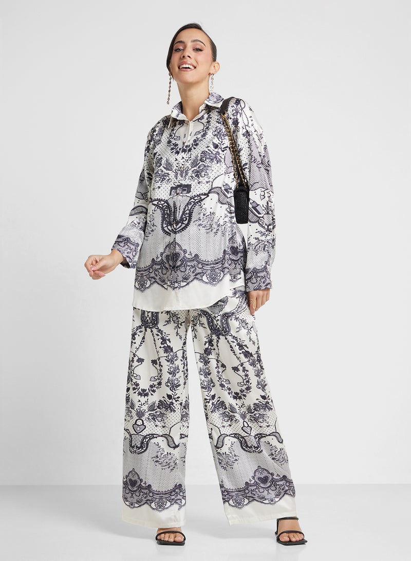 Khizana Monotal Print Top & Pant Skirt - Image 1