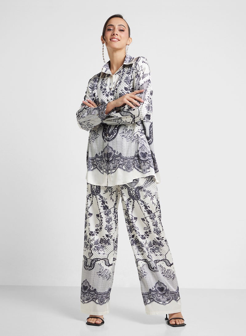 Khizana Monotal Print Top & Pant Skirt - Image 5