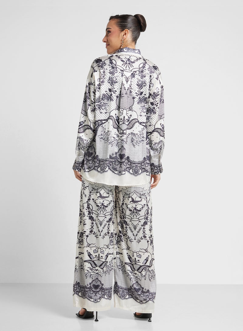 Khizana Monotal Print Top & Pant Skirt - Image 2