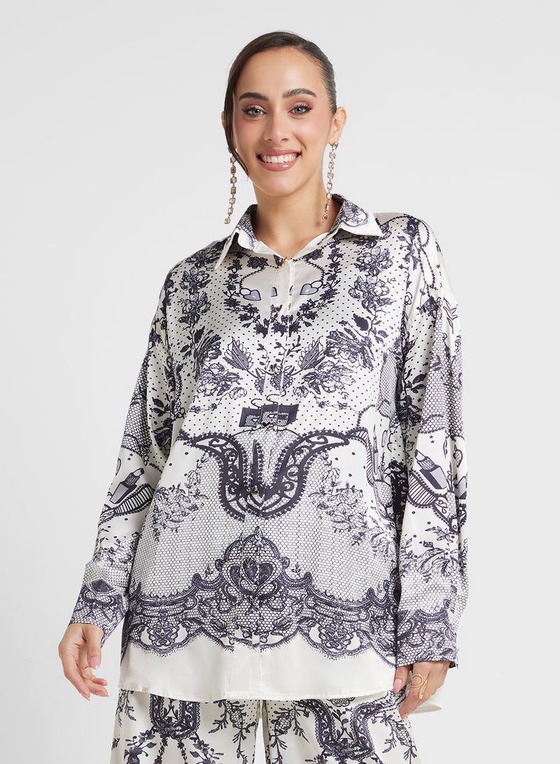 Khizana Monotal Print Top & Pant Skirt - Image 3