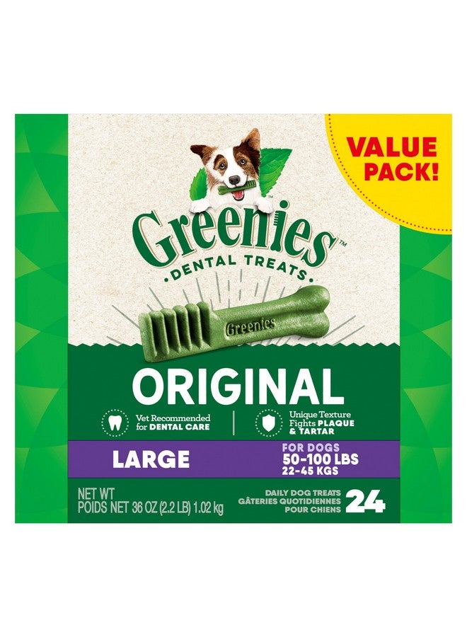 Greenies Original Large Natural Dental Care Dog Treats, 36 oz. Pack (24 Treats) - Image 1