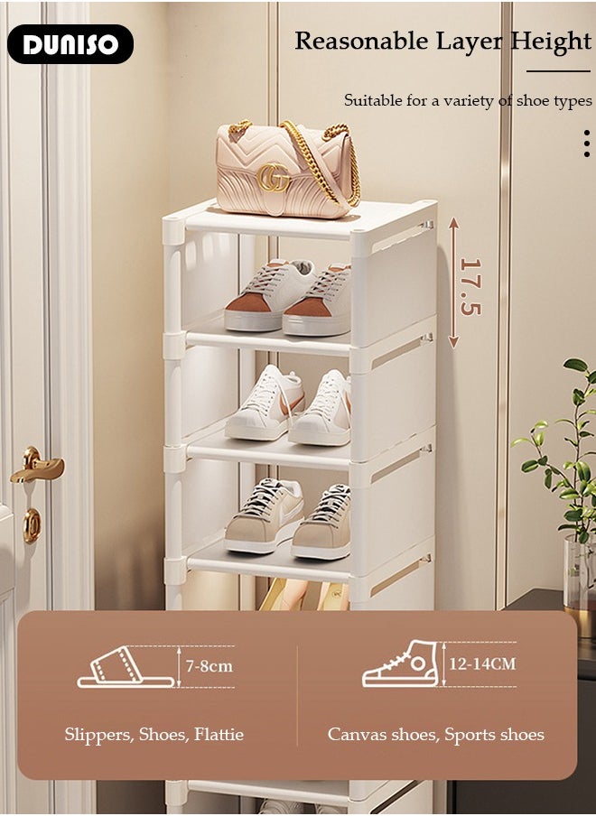 DUNISO - 8-Tier Assembly Slim Black Shoe Rack for Entryway, DIY Shoe Storage Cabinet, Space-Saving Shoe Organizer for Small Spaces Entryway Hallway and Closet - Image 1
