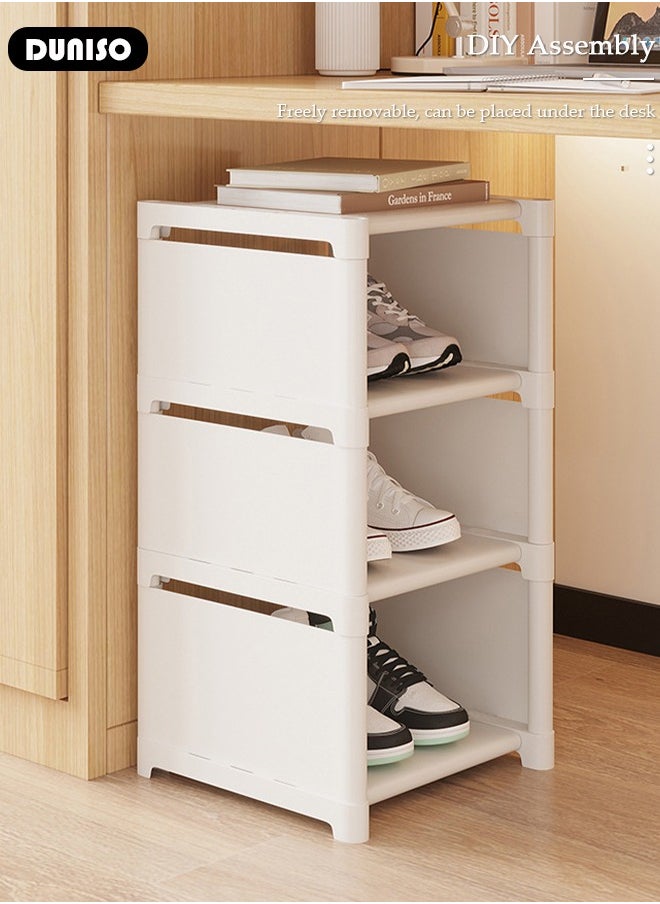 DUNISO - 8-Tier Assembly Slim Black Shoe Rack for Entryway, DIY Shoe Storage Cabinet, Space-Saving Shoe Organizer for Small Spaces Entryway Hallway and Closet - Image 1