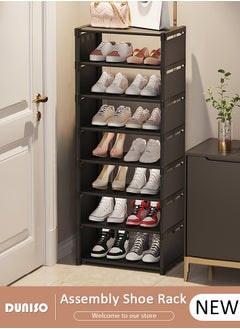 DUNISO 8-Tier Assembly Slim Black Shoe Rack for Entryway, DIY Shoe Storage Cabinet, Space-Saving Shoe Organizer for Small Spaces Entryway Hallway and Closet  - Image 1