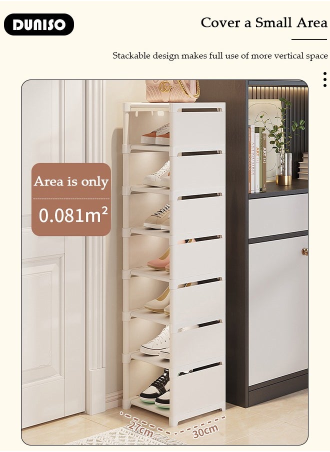 DUNISO - 8-Tier Assembly Slim Black Shoe Rack for Entryway, DIY Shoe Storage Cabinet, Space-Saving Shoe Organizer for Small Spaces Entryway Hallway and Closet - Image 1