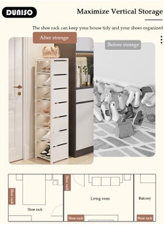 DUNISO 8-Tier Assembly Slim Black Shoe Rack for Entryway, DIY Shoe Storage Cabinet, Space-Saving Shoe Organizer for Small Spaces Entryway Hallway and Closet  - Image 3