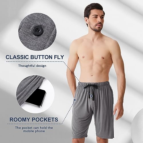BAMBOO COOL Men's Pajama bottoms Lounge Sleep Shorts Soft Comfortable Breathable Pajamas Shorts with Pockets 2 Pack, X-Large - Image 3