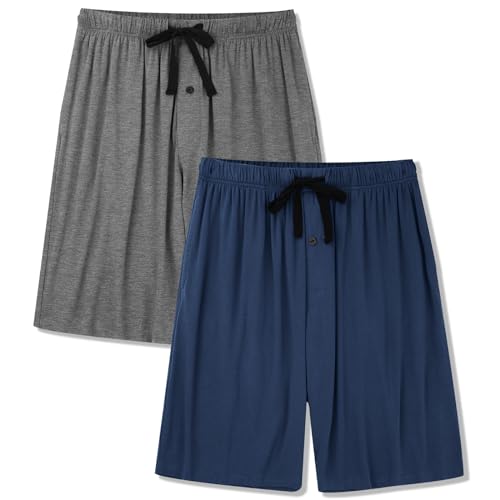 BAMBOO COOL Men's Pajama bottoms Lounge Sleep Shorts Soft Comfortable Breathable Pajamas Shorts with Pockets 2 Pack, X-Large - Image 1