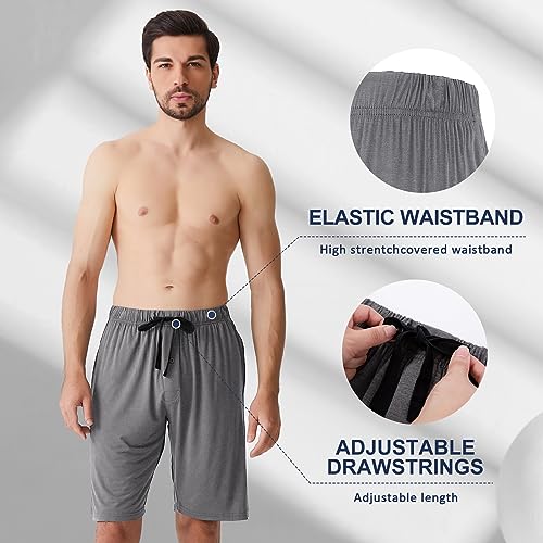 BAMBOO COOL Men's Pajama bottoms Lounge Sleep Shorts Soft Comfortable Breathable Pajamas Shorts with Pockets 2 Pack, X-Large - Image 4