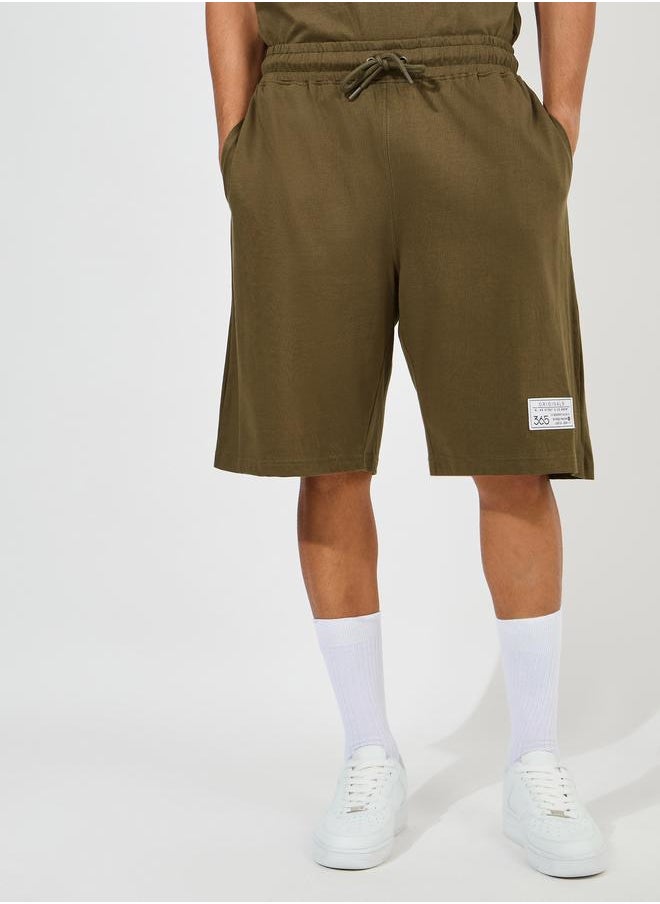 Styli Chest Print Heavy Cotton Jersey T-Shirt & Badge Detail shorts Co-Ords  - Image 2
