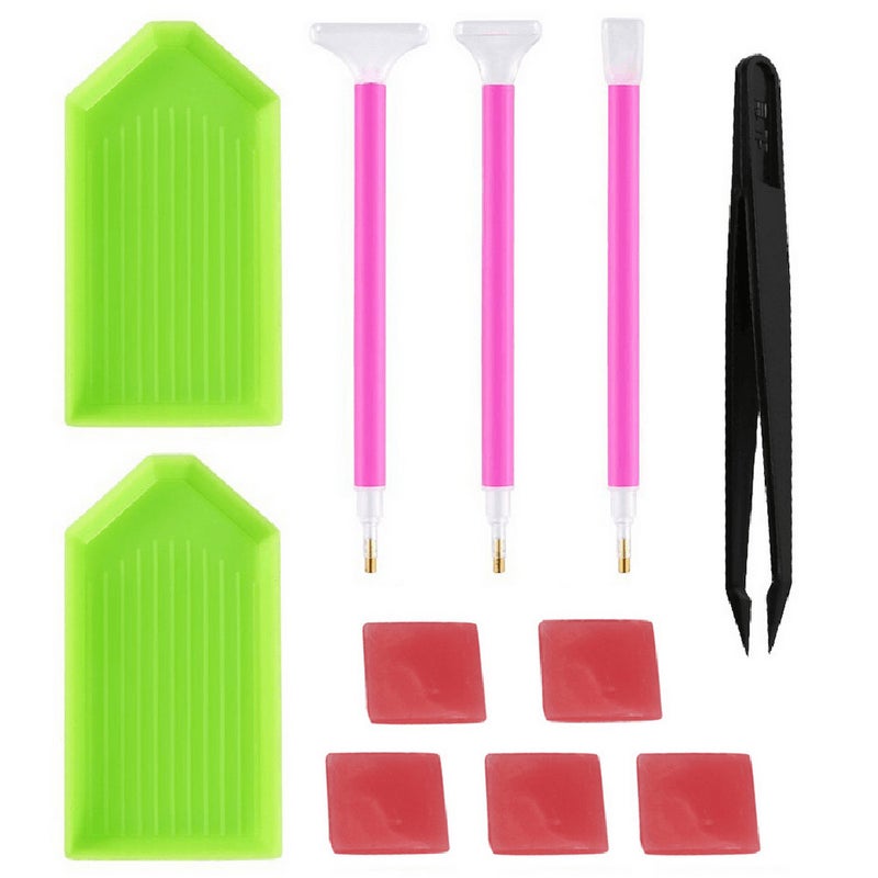مجموعة أدوات رسم الماس DIY قلم غراء صينية بلاستيكية مجموعة تطريز خياطة 11 قطعة - Image 1