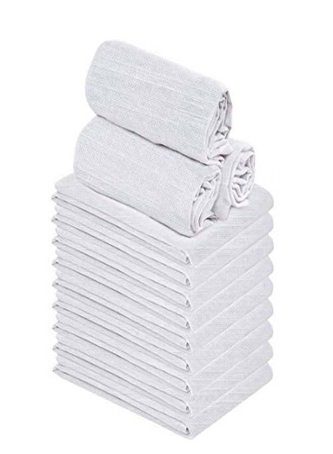 TALVANIA Flour Sack Towels - White Kitchen Dish Towels - 12 Pack - 28 x 28 Inches - Soft Absorbent Tea Towel - 100% Cotton Ring Spun Bar Towels - Lint Free (Textured) - Image 1