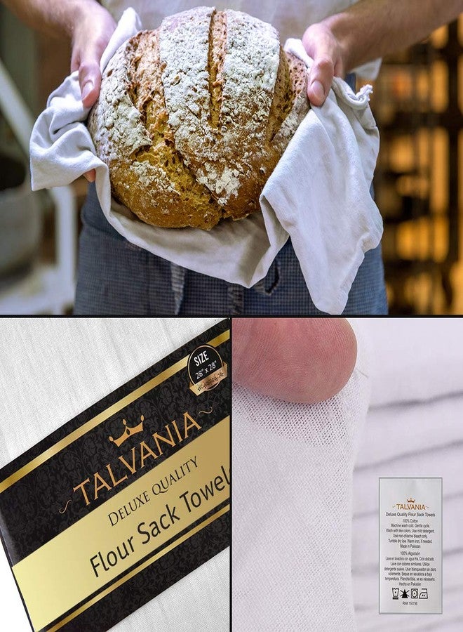 TALVANIA Flour Sack Towels - White Kitchen Dish Towels - 12 Pack - 28 x 28 Inches - Soft Absorbent Tea Towel - 100% Cotton Ring Spun Bar Towels - Lint Free (Textured) - Image 3