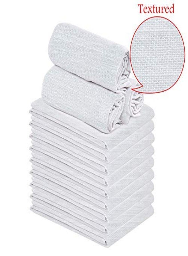 TALVANIA Flour Sack Towels - White Kitchen Dish Towels - 12 Pack - 28 x 28 Inches - Soft Absorbent Tea Towel - 100% Cotton Ring Spun Bar Towels - Lint Free (Textured) - Image 2
