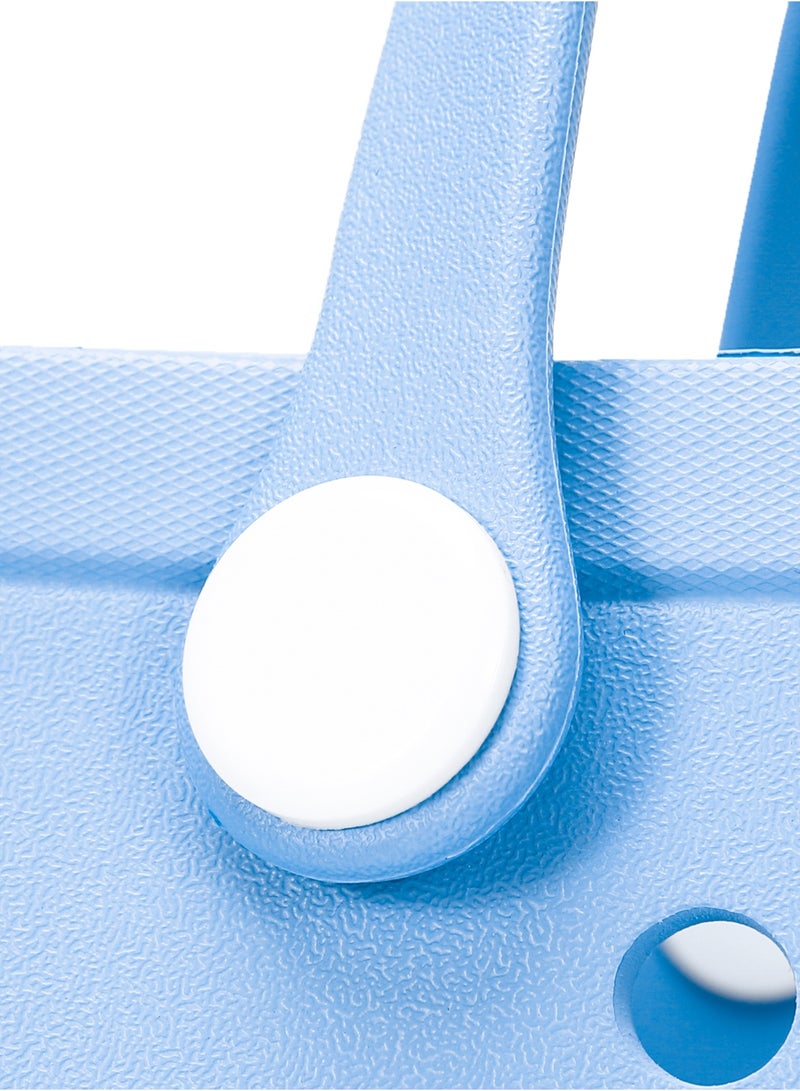 حقيبة شاطئ من مطاط EVA مع 5 زينة صيفية | مقاومة للماء، متينة وسهلة التنظيف | حقيبة شاطئ صيفية واسعة للنساء والعائلة | (أزرق سماوي - كبيرة الحجم) - Image 5
