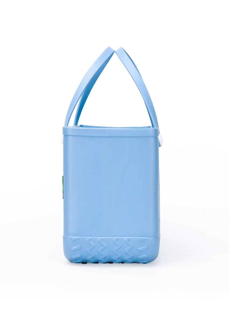 حقيبة شاطئ من مطاط EVA مع 5 زينة صيفية | مقاومة للماء، متينة وسهلة التنظيف | حقيبة شاطئ صيفية واسعة للنساء والعائلة | (أزرق سماوي - كبيرة الحجم) - Image 2