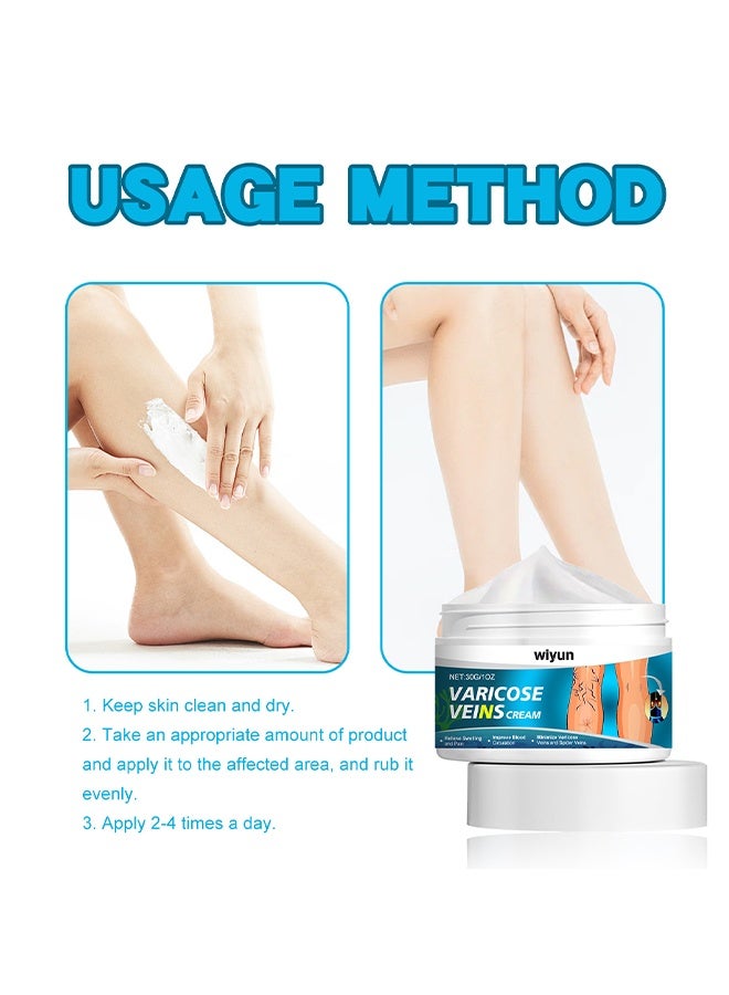 WIYUN Varicose Veins Cream, Soothing Leg Cream, Varicose And Spider Veins Treatment Cream, Improve Blood Circulation, Fast Relieve Swelling Pain, Soothe Tired Legs and Reduce Heaviness, 30G - Image 3