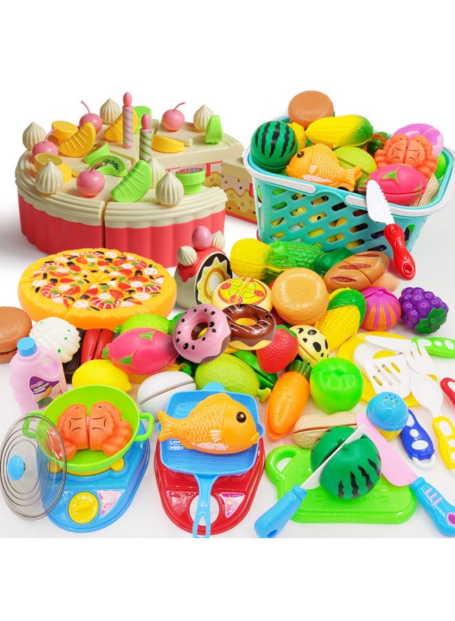 Children Cut Fruit Play House Toy Set Simulation Pizza Kitchen Stall Supply Girls Cut Joy-Color:NX218-3 Fruit Cut Cut Music 17 Piece Set - Image 2