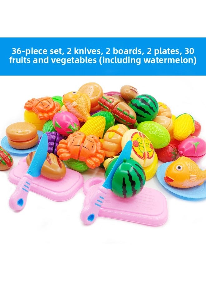Children Cut Fruit Play House Toy Set Simulation Pizza Kitchen Stall Supply Girls Cut Joy-Color:NX218-3 Fruit Cut Cut Music 17 Piece Set - Image 3