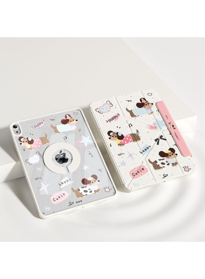 Zoyu Detachable Protective Case For Ipad Mini 7/6, Y-fold Double-sided Magnetic Rotating Anti-bend Hard Shell Tablet Computer Cover - Happy Sausage - Image 1