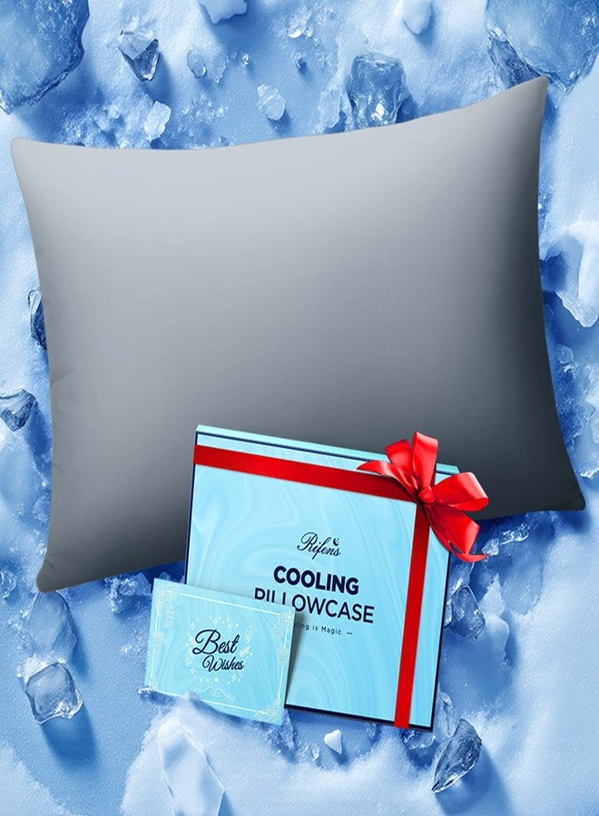 Rifens Ice Cooling Pillowcase for Hot Sleepers, Instantly Cool, Stay Cold All Night, Softer Than Silk Pillow Cases, Pillow Covers with Invisible Zipper, Gift for Men & Women - Standard, Light Gray (1 Pack) - Image 1