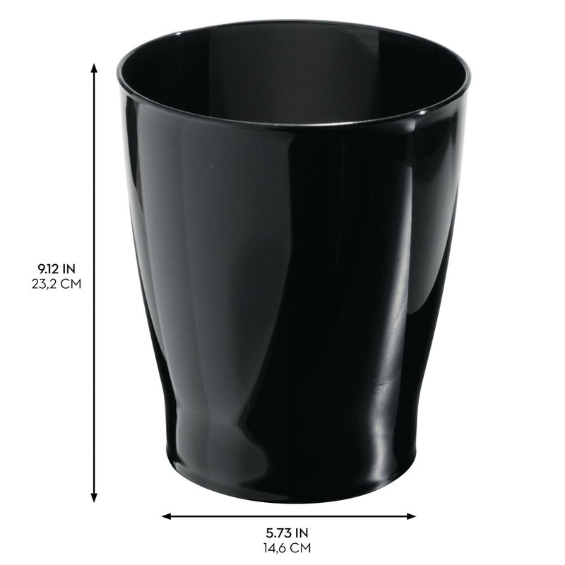 InterDesign iDesign Small Round Bathroom Trash Can - Ideal for Bathroom or Office, Black, Made in USA - Image 3