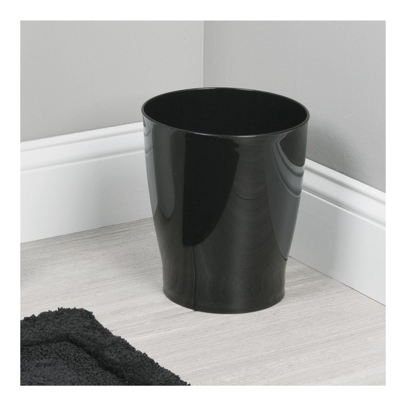 InterDesign iDesign Small Round Bathroom Trash Can - Ideal for Bathroom or Office, Black, Made in USA - Image 4