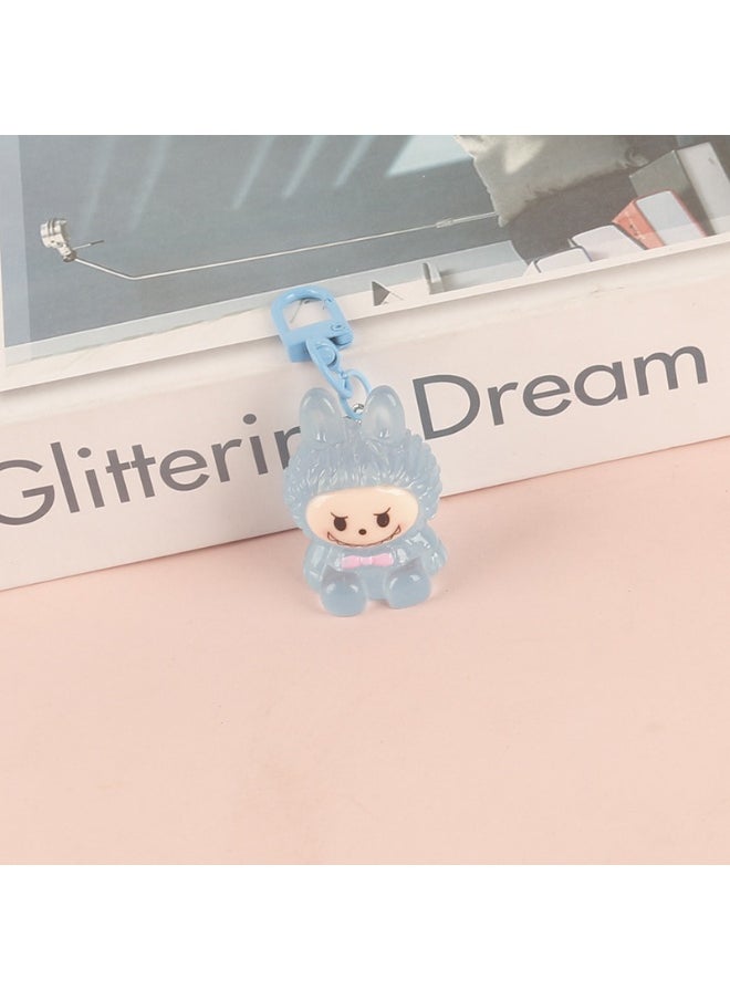 NIBEMINENT Resin Cartoon Cute Flocking LABUBU Keychain, Pendant Doll Accessory Key Chain Gift 