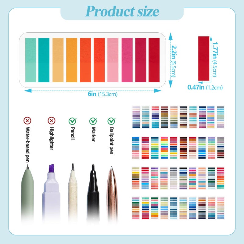 ReliThick 8000 Pcs Writable Sticky Tabs, 40 Colors Book Notes for Annotating Books, Self-Adhesive Index Tabs for Bible, Planner, Notebook, School & Office Supplies - Image 2