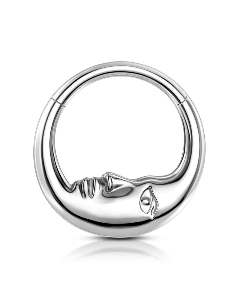 COCHARM خاتم أنف من التيتانيوم الصلب COCHARM G23 16G 8MM مجوهرات أنف وجه القمر حلقات هليكس دايث للنساء مجوهرات ثقب هليكس دايث من الفولاذ الجراحي الفولاذ الجراحي مضاد للحساسية - Image 1