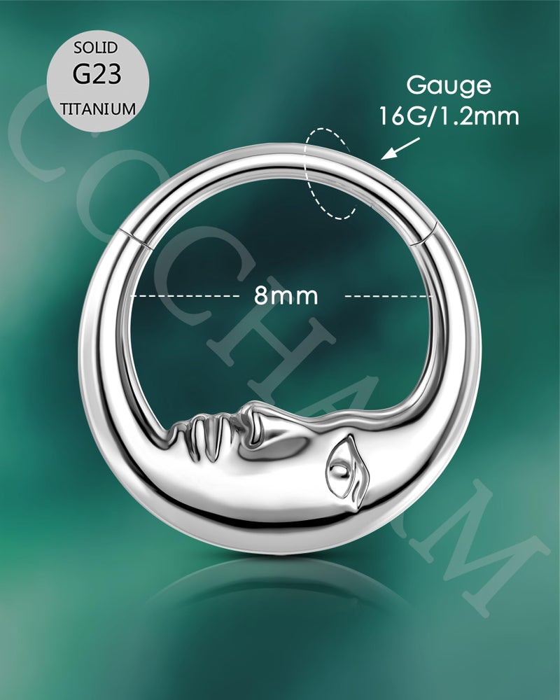 COCHARM خاتم أنف من التيتانيوم الصلب COCHARM G23 16G 8MM مجوهرات أنف وجه القمر حلقات هليكس دايث للنساء مجوهرات ثقب هليكس دايث من الفولاذ الجراحي الفولاذ الجراحي مضاد للحساسية - Image 3