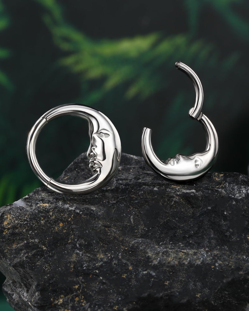 COCHARM خاتم أنف من التيتانيوم الصلب COCHARM G23 16G 8MM مجوهرات أنف وجه القمر حلقات هليكس دايث للنساء مجوهرات ثقب هليكس دايث من الفولاذ الجراحي الفولاذ الجراحي مضاد للحساسية - Image 5