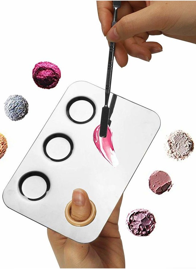 KissDate Makeup Mixing Palette, 6x4inch Stainless Steel Makeup Palette 3-well Nail-art Cosmetic Artist Mixing Palette with Makeup Spatula, Stocking Stuffers Christmas Gifts for Women  - Image 5