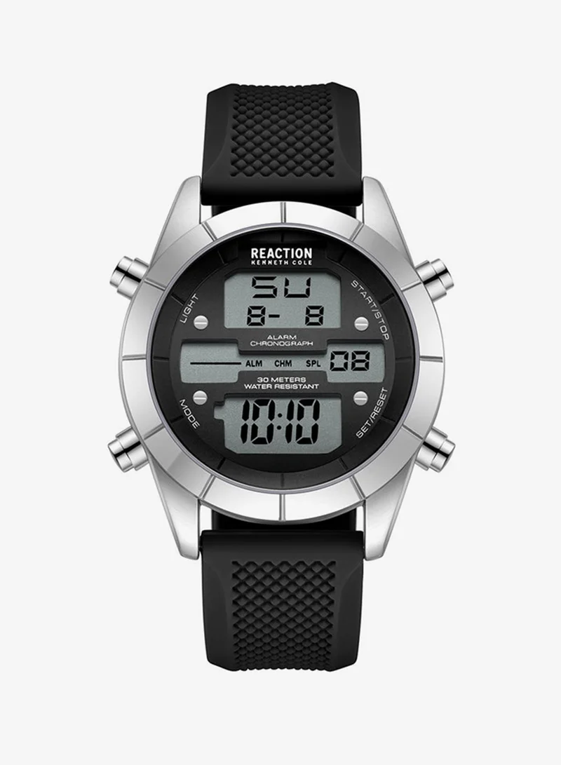 Kenneth Cole Reaction Digital Gents Watch With Black Silicon Strap 44mm - KRWGP9005201