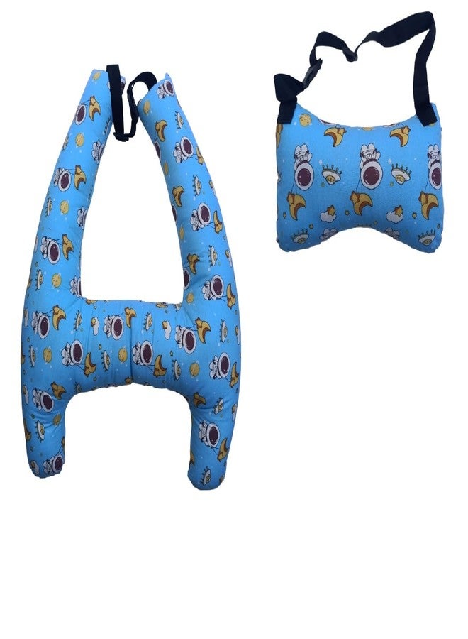 THE MODERN TREND TMT-Kid Car Sleeping Head Support, Car Headrest Pillow for Kids, Baby Toddler Travel Pillows, Adults and Children Neck Rest Pillow for Long-Distance Travel (H-Shape Blue) - Image 4