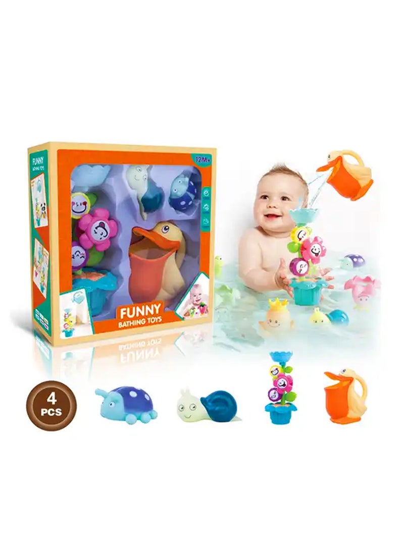 BrainGiggles - BrainGiggles Baby Bath Toy Set - Flower Waterfall Water Station | Fun Animal Bath Toys for Kids Toddlers | Bath Time Learning Toy (Flower) - Image 1