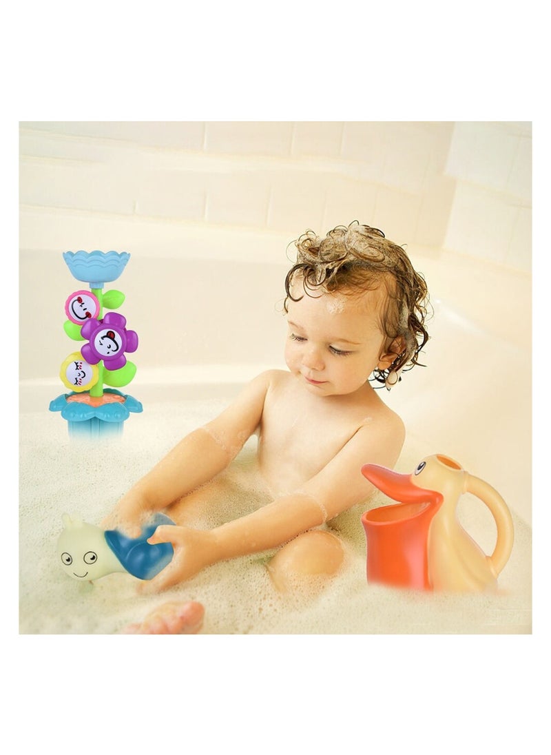 BrainGiggles - BrainGiggles Baby Bath Toy Set - Flower Waterfall Water Station | Fun Animal Bath Toys for Kids Toddlers | Bath Time Learning Toy (Flower) - Image 1