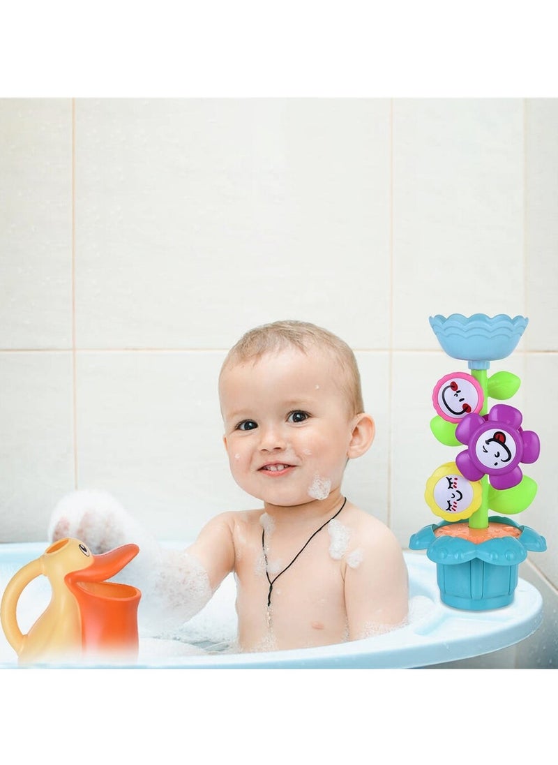BrainGiggles - BrainGiggles Baby Bath Toy Set - Flower Waterfall Water Station | Fun Animal Bath Toys for Kids Toddlers | Bath Time Learning Toy (Flower) - Image 1